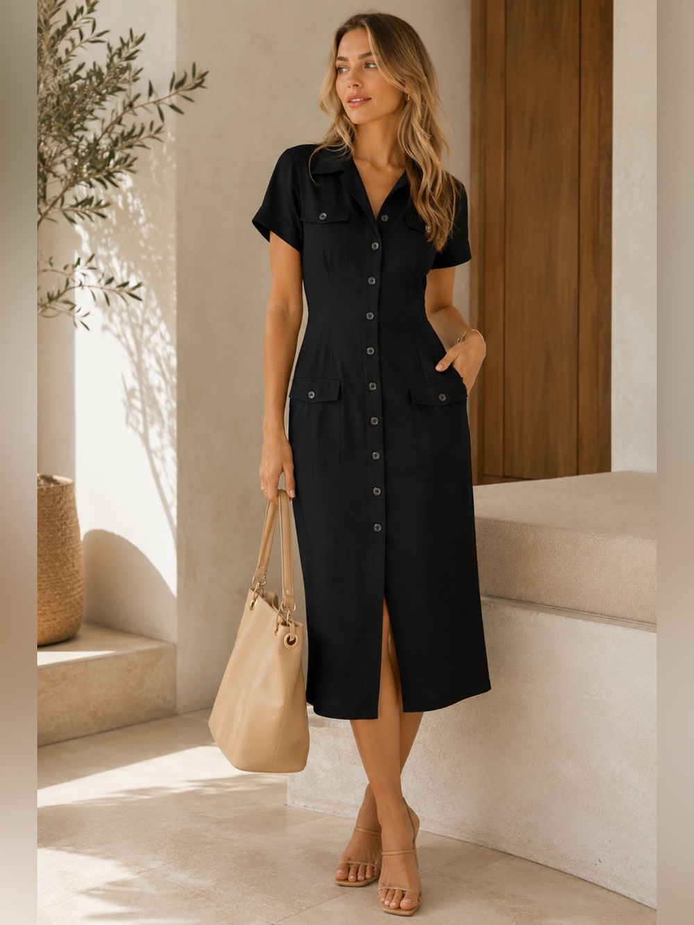 Timeless Jessica Howard Black Linen Dress 🖤